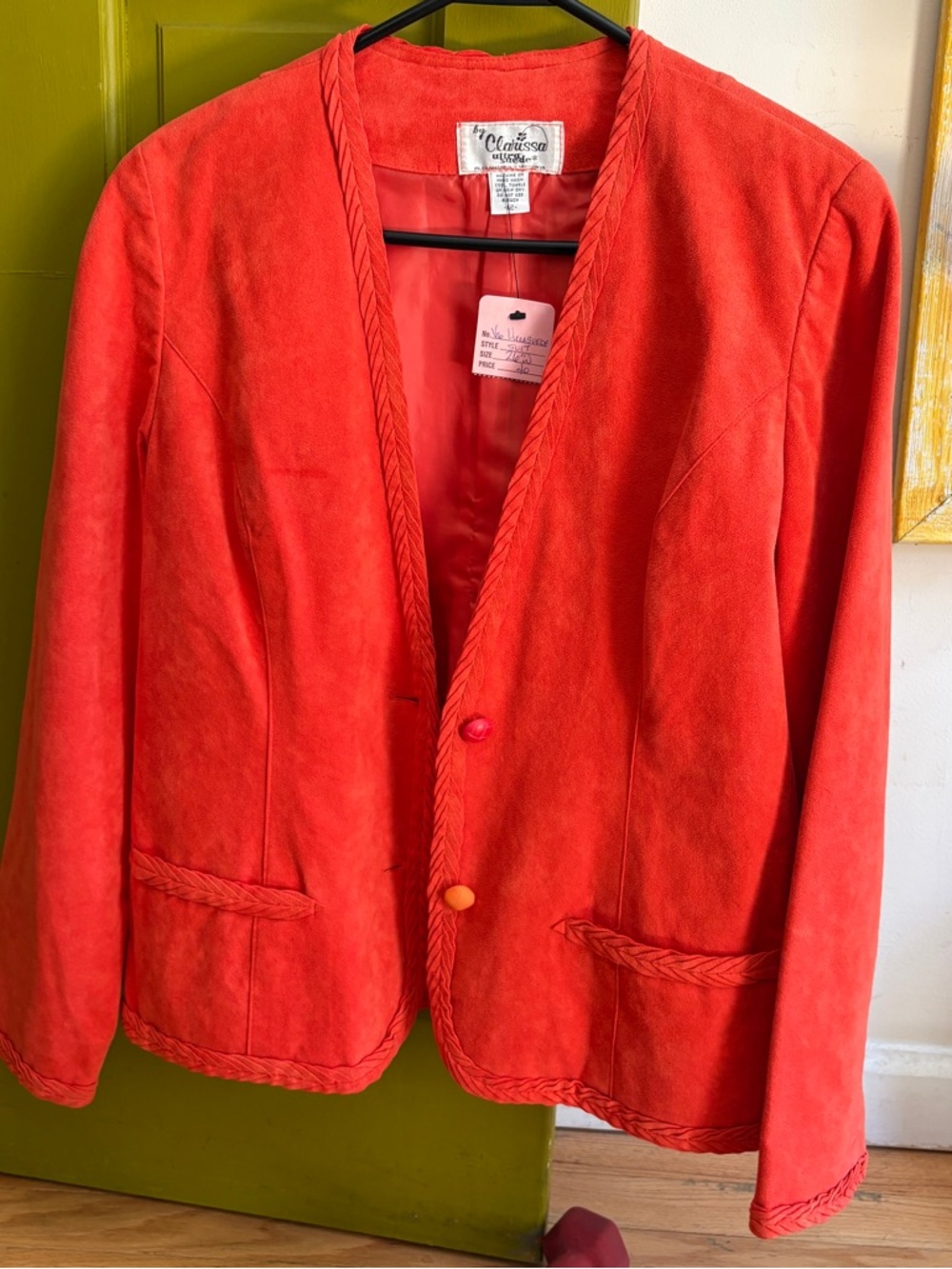 70s Suede Red Women's Blazer Jacket